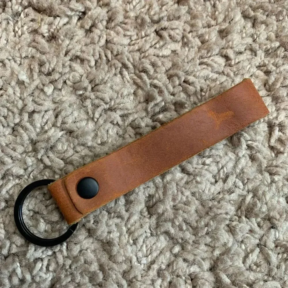 Drive Safe I Love You Brown Leather Keychain Custom Small